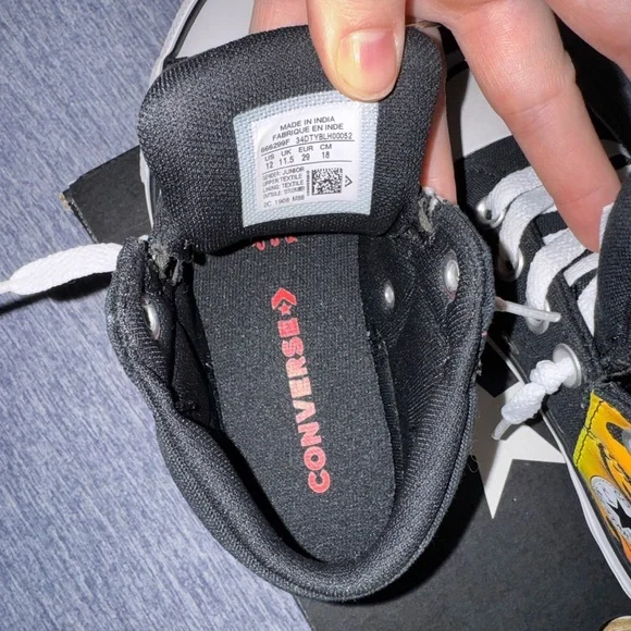 Converse Kids Black and Yellow Flame Sneakers - Picture 5 of 12